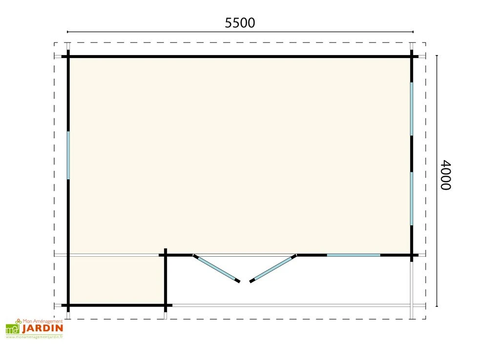 Studio de jardin en bois d’épicéa brut Andrew – 22 m²