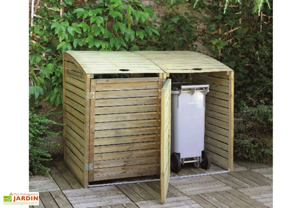 Cache Poubelle Double en Bois Traité Dioica