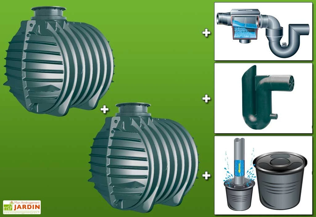 Kit cuve recuperateur eau enterree 12000 L