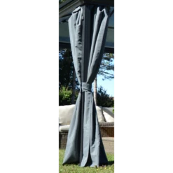 Kit De 4 Rideaux En Polyester Gris Anthracite Pour Pergola Gaïa - Couleurs Du Monde