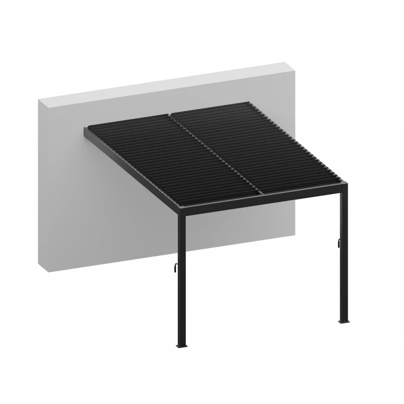 Pergola adossée bioclimatique en aluminium blanc 400x400cm avec lames blanches ODIN - GardenGate