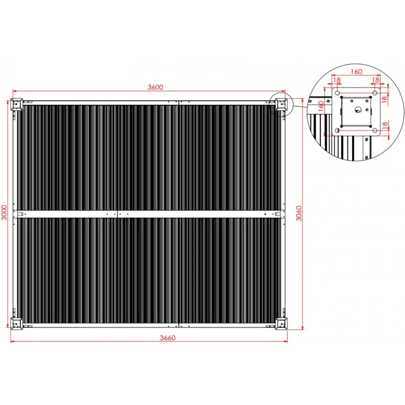 Pergola bioclimatique aluminium anthracite 10,80m² toit avec lames ovales aluminium + rideau gris pour côté 3m HABRITA