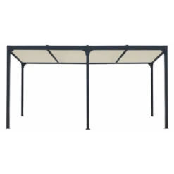 Pergola Bioclimatique Aluminium Anthracite 21,52m² + Toit Avec Lames Ovales écru HABRITA