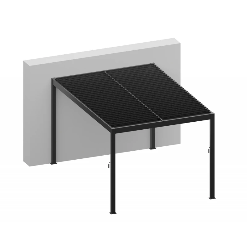 Pergola bioclimatique en aluminium gris anthracite 300x300cm avec lames blanches ODIN - GardenGate