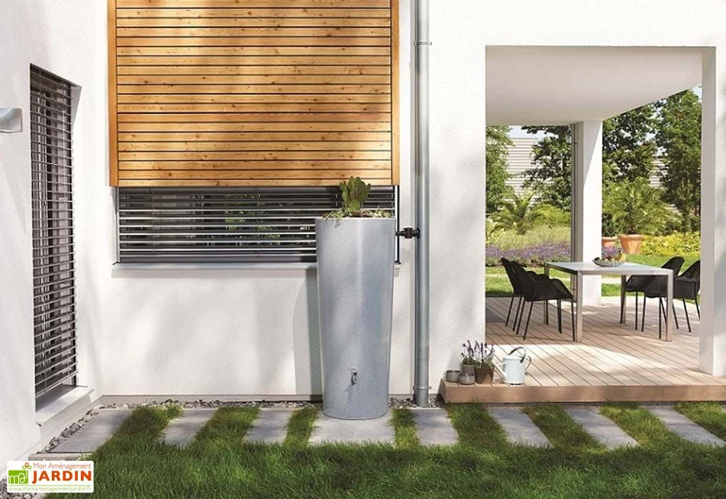 Cuve Récupération d'Eau Pluie 2 en 1 Stone Silver 350L