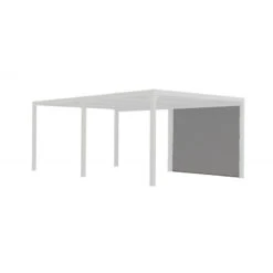 Rideau En PVC Tissé Gris Pour Côté 5,98m De La Pergola Bioclimatique Alu 21,52m² Habrita