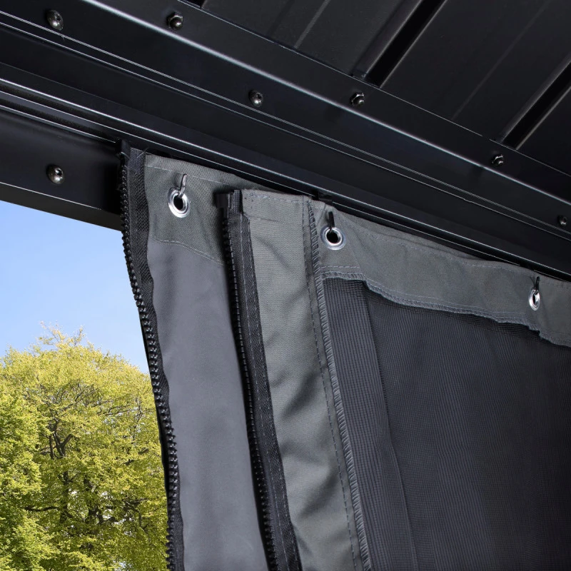 Rideaux occultants en polyester gris pour pergola Messina 12x20 - SOJAG