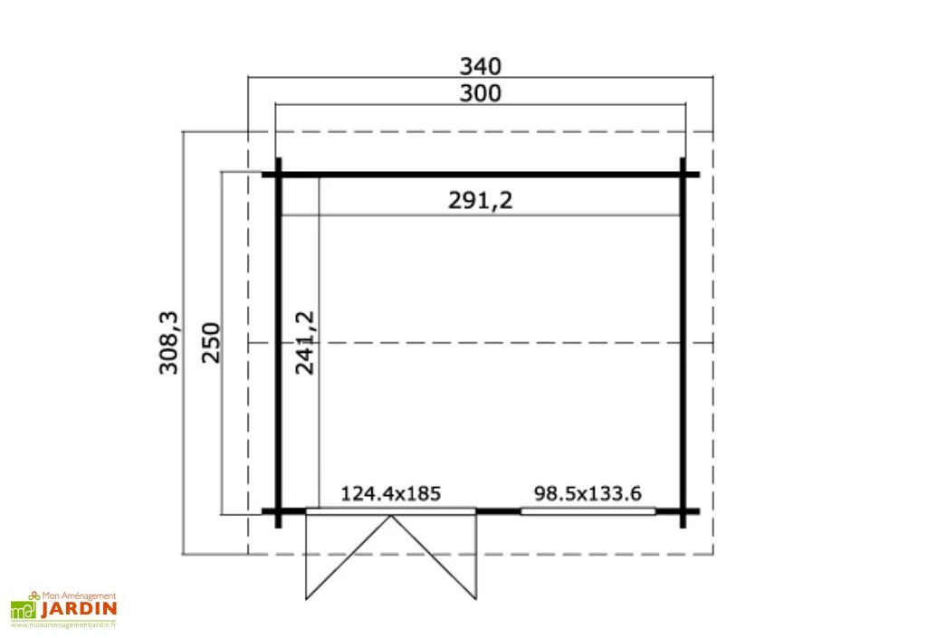 Abri de jardin en bois d’épicéa brut Alex - 7,5 m²