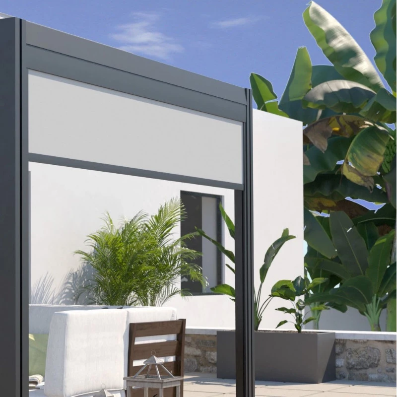 Store brise-soleil latéral 3m en TPEP gris perle pour pergolas Denver, Memphis, Madison, Newport - Couleurs du Monde