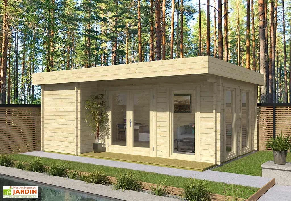 Studio de jardin en bois d’épicéa brut Andrew – 22 m²
