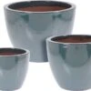 Pots En Céramique Bleu Vitrée X3